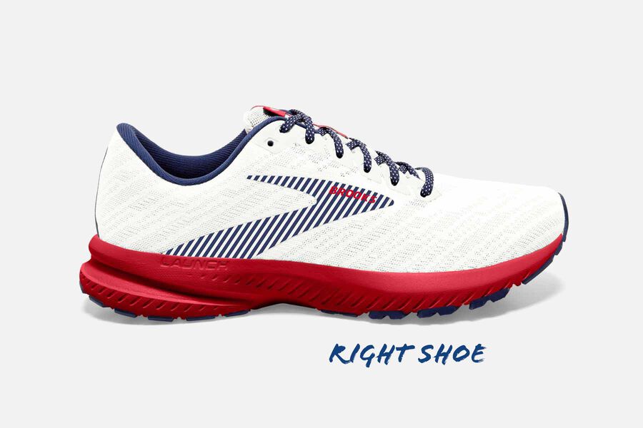 Brooks Launch 7 Womens Australia - Road Running Shoes - White/Blue/Red (166-MAEBX)